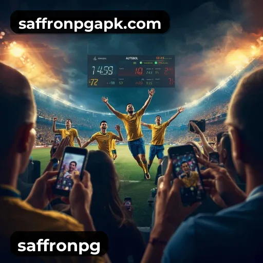 App saffronpg para iOS e Android — interface mobile, login biométrico e PIX integrado