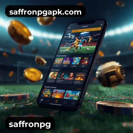 App saffronpg para iOS e Android — interface mobile, login biométrico e PIX integrado